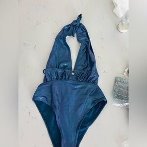SHEIN Shimmering Blue One Piece Swimsuit